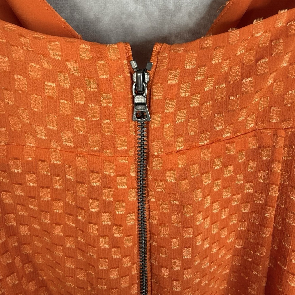 Alice + Olivia Roe Front Tie Mini Dress In Monarch Orange Women's Size 6 - Picture 2 of 7